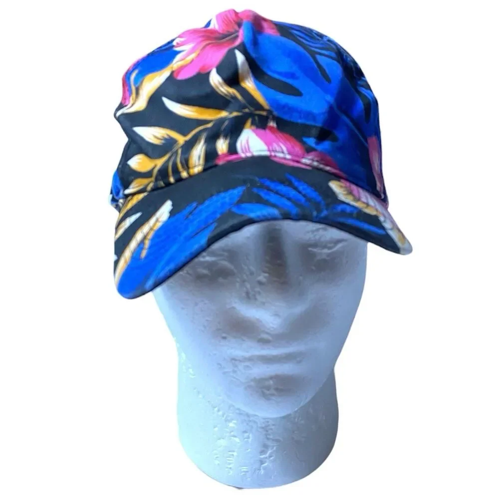 Vintage 90s San Sun Floral Hawaiian Tropical Snapback Hat Cap Hawaii Canvas